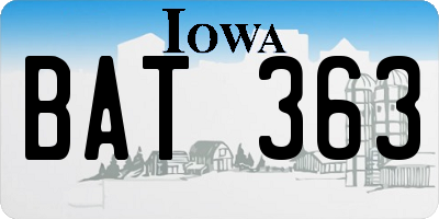 IA license plate BAT363