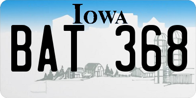 IA license plate BAT368