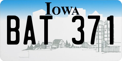 IA license plate BAT371
