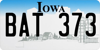 IA license plate BAT373