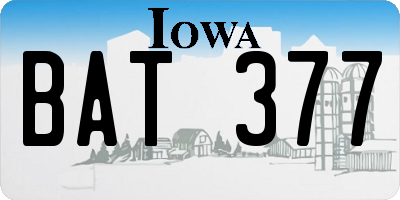 IA license plate BAT377