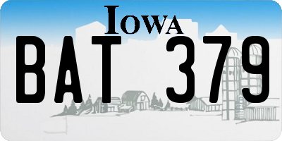 IA license plate BAT379