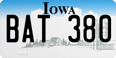 IA license plate BAT380
