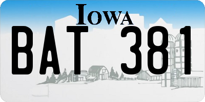 IA license plate BAT381