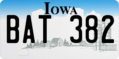 IA license plate BAT382