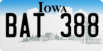 IA license plate BAT388