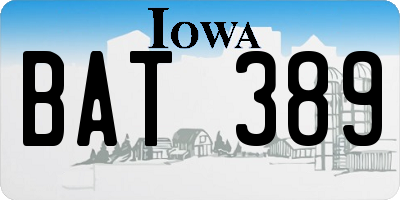 IA license plate BAT389