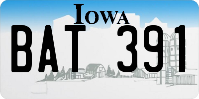IA license plate BAT391