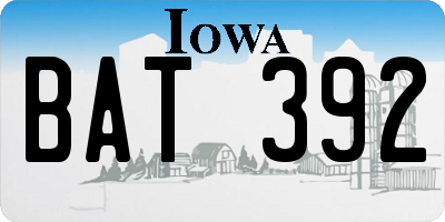 IA license plate BAT392