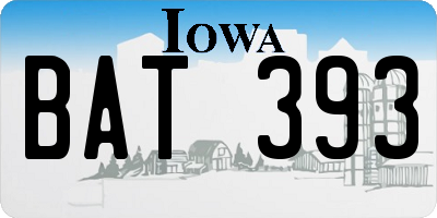 IA license plate BAT393