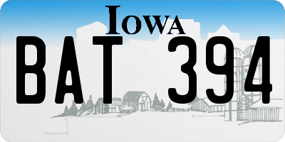 IA license plate BAT394