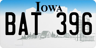 IA license plate BAT396