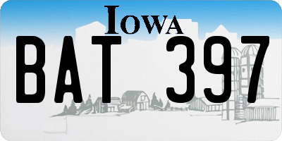 IA license plate BAT397
