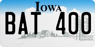 IA license plate BAT400