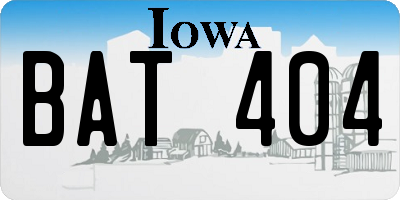 IA license plate BAT404