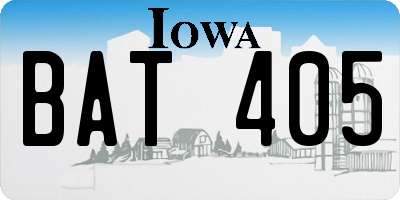 IA license plate BAT405