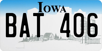 IA license plate BAT406