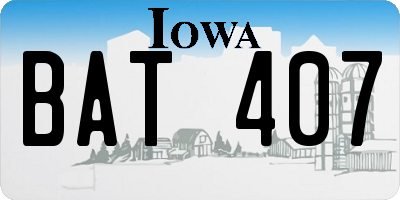 IA license plate BAT407