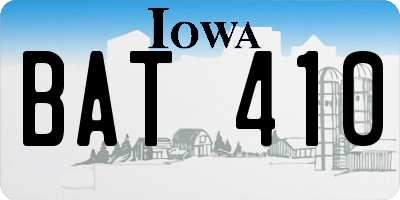 IA license plate BAT410