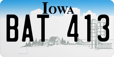 IA license plate BAT413