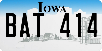 IA license plate BAT414