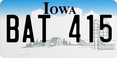 IA license plate BAT415