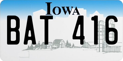 IA license plate BAT416