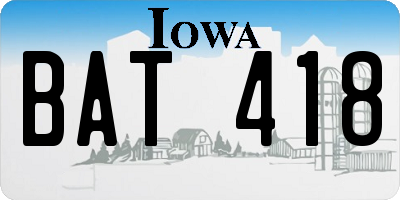 IA license plate BAT418