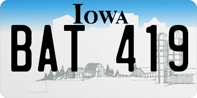 IA license plate BAT419