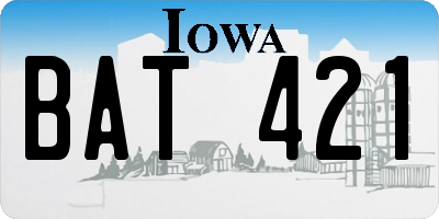 IA license plate BAT421