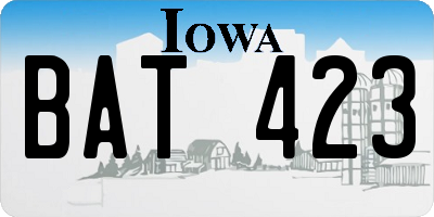 IA license plate BAT423