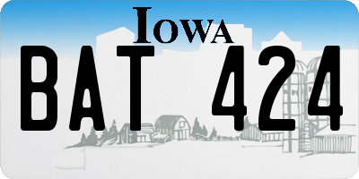 IA license plate BAT424
