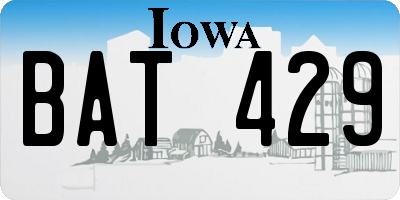 IA license plate BAT429