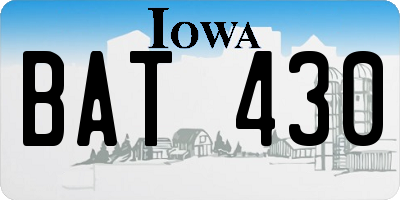 IA license plate BAT430