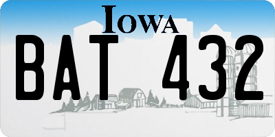 IA license plate BAT432