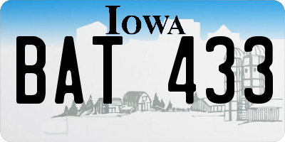 IA license plate BAT433