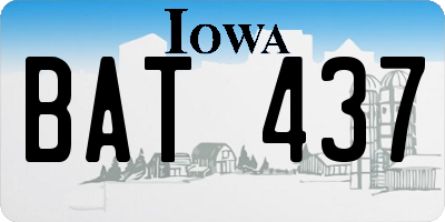 IA license plate BAT437