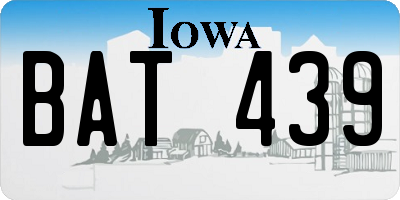 IA license plate BAT439