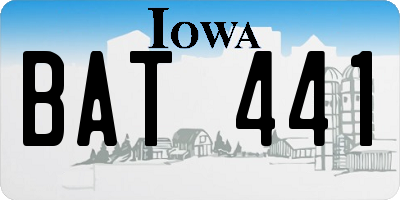 IA license plate BAT441