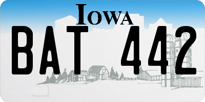 IA license plate BAT442