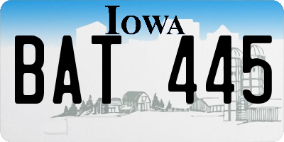 IA license plate BAT445