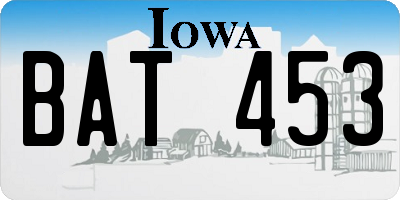 IA license plate BAT453