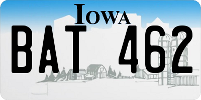 IA license plate BAT462
