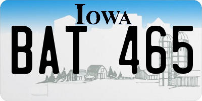 IA license plate BAT465