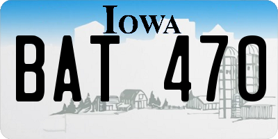 IA license plate BAT470