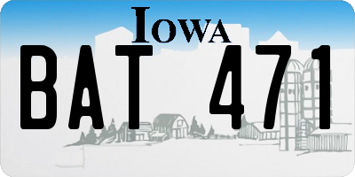 IA license plate BAT471