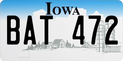 IA license plate BAT472