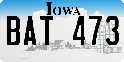 IA license plate BAT473