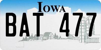 IA license plate BAT477