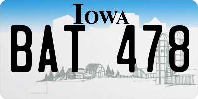IA license plate BAT478